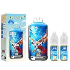 Puff JNR Myrtille Grenade Fraîche avec 28 000 bouffées et écran LED pour une vape fruitée et rafraîchissante.