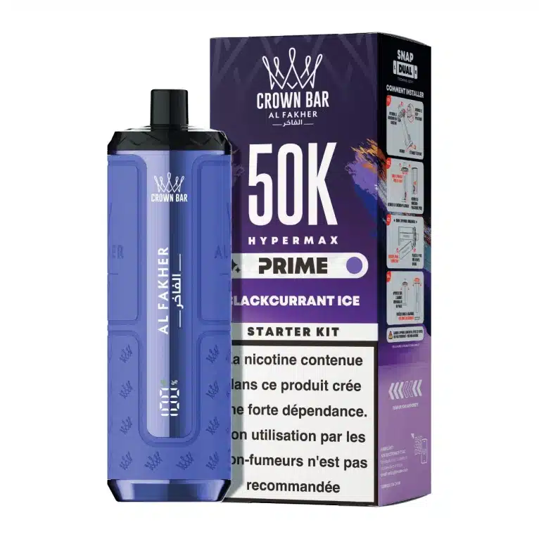 Appareil Crown Bar Hypermax Prime 50K Al Fakher Blackcurrant Ice, photographie du produit