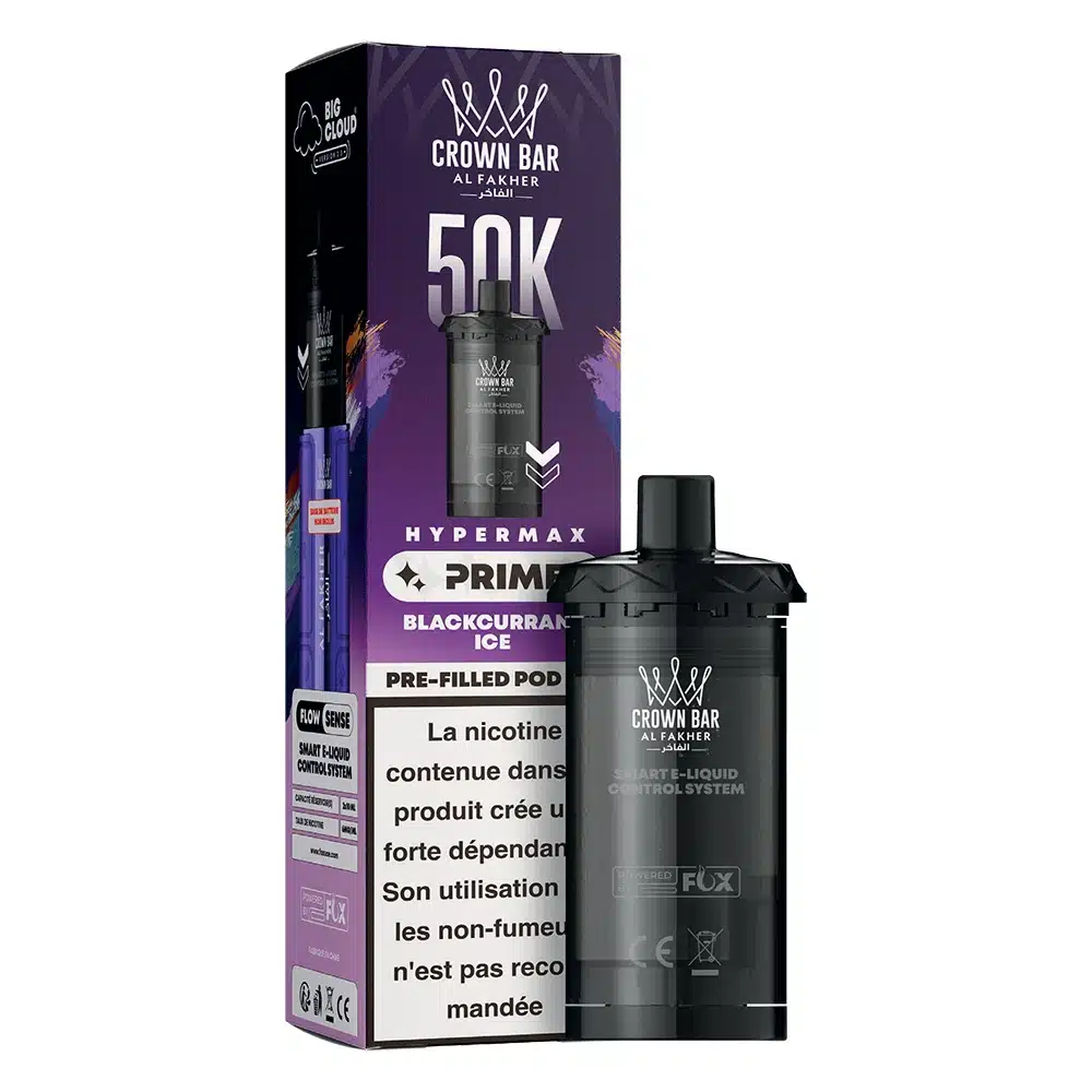 Cartouche compatible Al Fakher Hypermax Prime 50K Blackcurrant Ice, photographie du produit