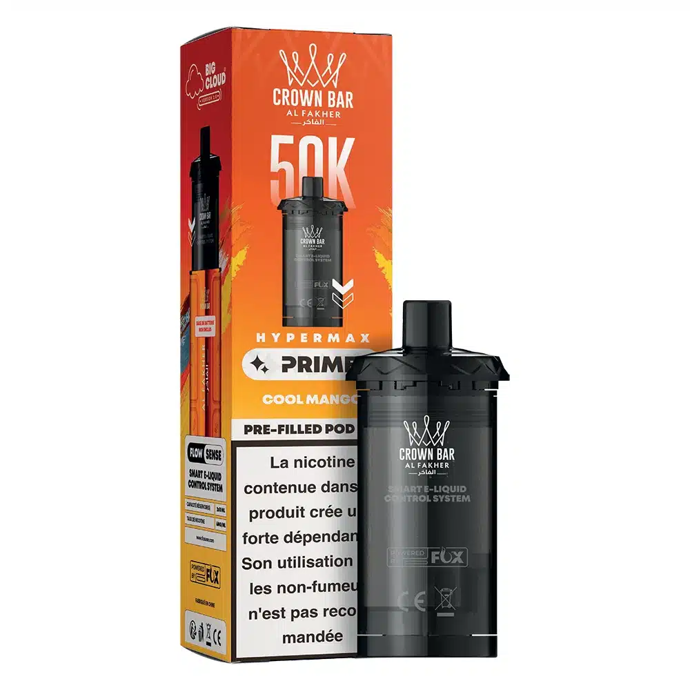 Cartouche compatible Al Fakher Hypermax Prime 50K Cool Mango, photographie du produit