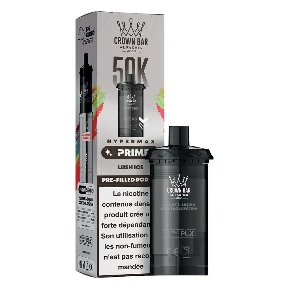 Cartouche compatible Al Fakher Hypermax Prime 50K Lush Ice, photographie du produit