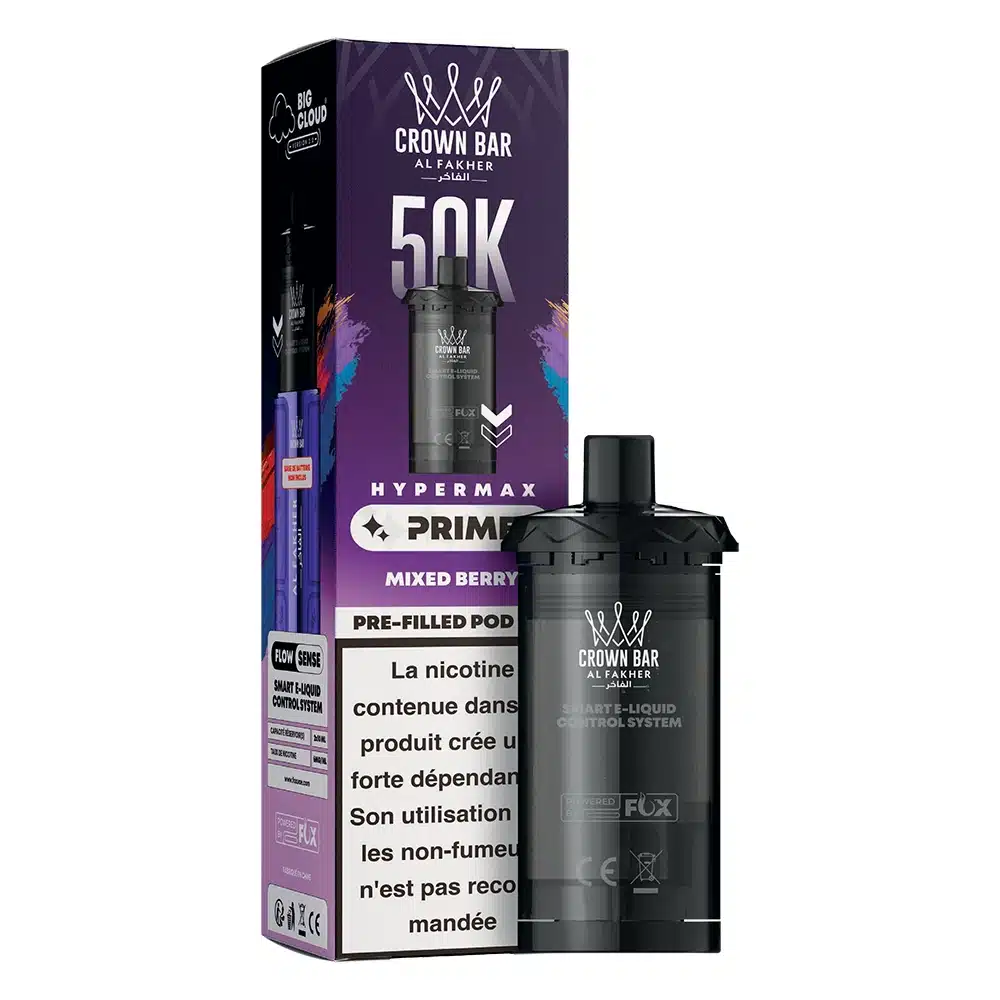 Cartouche compatible Al Fakher Hypermax Prime 50K Mixed Berries, photographie du produit