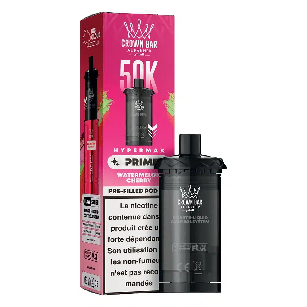 Cartouche compatible Al Fakher Hypermax Prime 50K Watermelon Cherry, photographie du produit