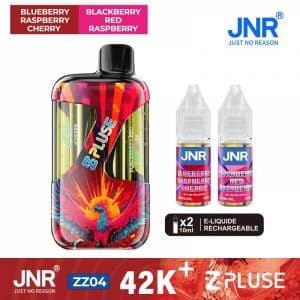 Appareil JNR ZPulse 42K — Blueberry Raspberry Cherry + Blackberry Red Raspberry, photographie du modèle et de son conditionnement