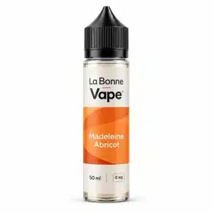 Flacon La Bonne Vape Madeleine Abricot, e-liquide 50 ml, vue de face sur fond blanc