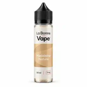 Flacon La Bonne Vape Madeleine Nature, e-liquide 50 ml, vue de face sur fond blanc