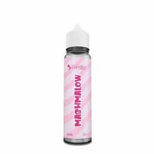 Vue frontale du flacon Liquideo Mashmalow, 50 ml, sur fond blanc