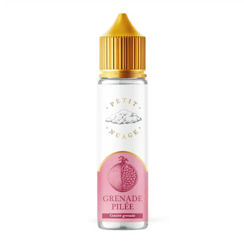 Flacon Petit Nuage Grenade Pilée 50 ml, photo du produit seul sur fond blanc, bouchon doré