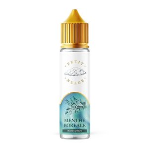 Flacon d'e-liquide Petit Nuage Menthe Boréale 50 ml, photographie du produit sur fond blanc