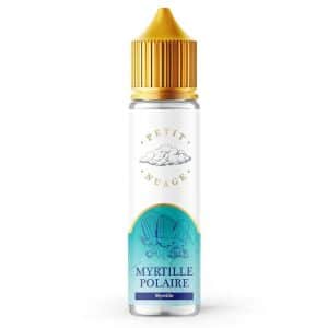 Flacon d'e-liquide Petit Nuage Myrtille Polaire 50 ml, photographie du produit sur fond blanc
