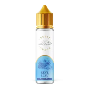 Flacon d'e-liquide Petit Nuage Rêve Bleu 50 ml, photographie du produit sur fond blanc
